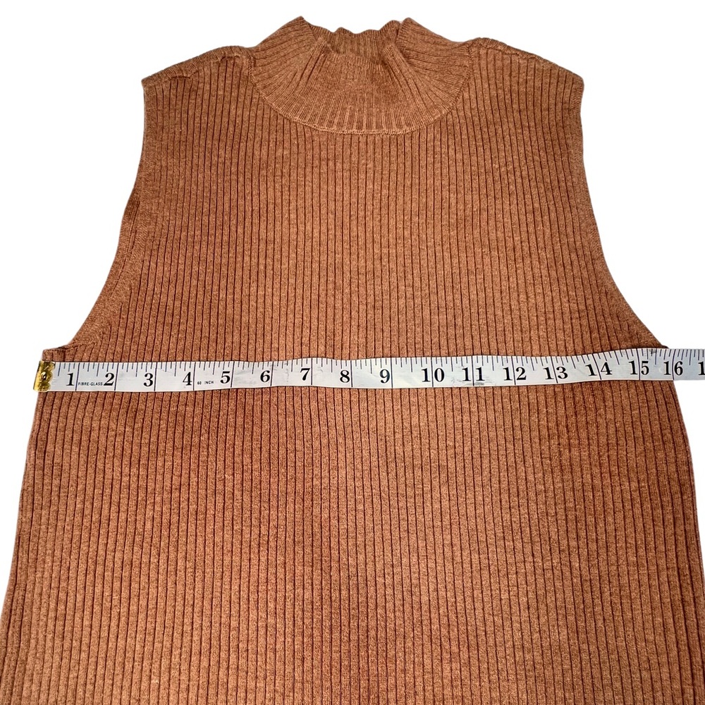 ❌SOLD❌ LOFT Outlet Sleeveless Knit Mock Neck Top Caramel Brown Large L - Picture 6 of 11